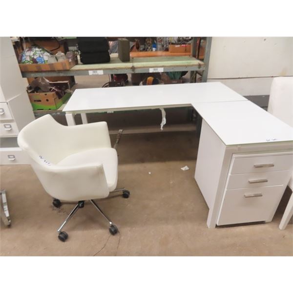 L Shaped DEsk with Swivel Office Chair