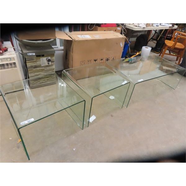 3 PC Glass COffe Table & 2 End Tables