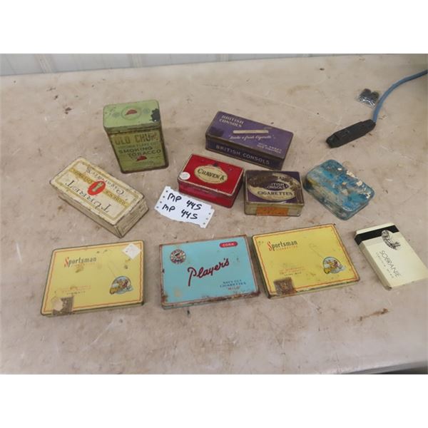 10 Tobacco + Cigarette Tins; Old Chum, Sportmans, Turret plus others