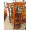 Image 2 : (ww) Tiger Oak Curved Glass China Cabinet 60"' x 41" X 15"