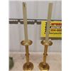 Image 2 : (ww) 2 Brass Candle Holders & 2 Gas Lamps