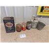 Image 1 : (hd) Galvanized Kerosene Pail, Oil Cans; Texaco, Gulf & 1/2 Tidex Can