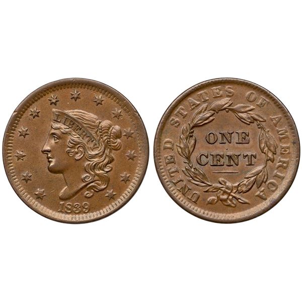 1839 N-2 R2 Head of 1838 AU50