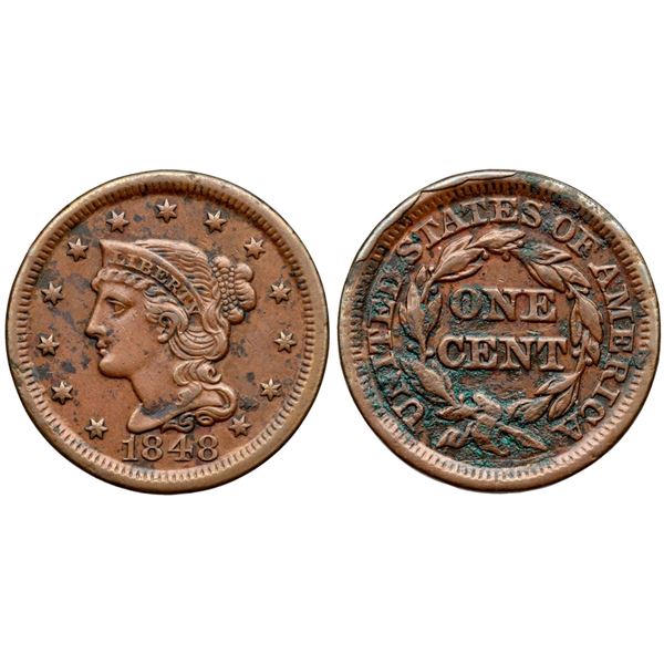 Pair of 1848 Cents with Rim Cuds