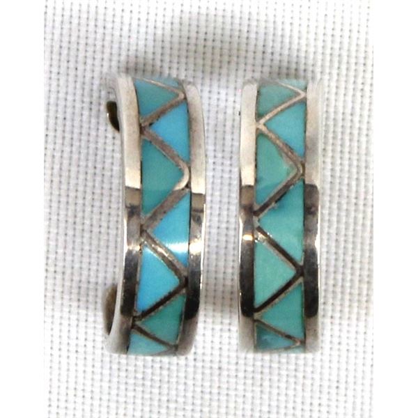 Navajo Inlay Turquoise Earrings