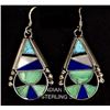 Image 1 : Navajo Sterling Inlay Earrings by Paula Armstrong