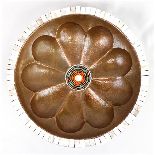 Beaded Copper Pedestal Bowl by KKT