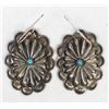 Image 1 : Navajo Concho Turquoise Pierced Earrings