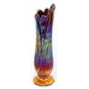 Image 3 : Carnival Purple and Gold Trumpet Vase