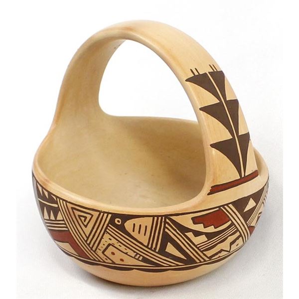 Hopi Polychrome Pottery Basket by Louden Silas