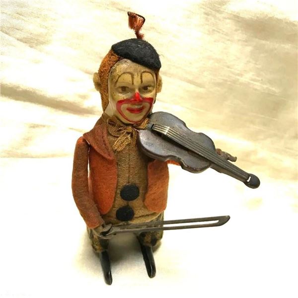 Early 20th Century Schuco Wind Up Clown & Violin