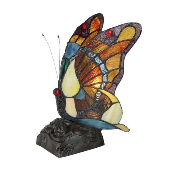 Stained Art Glass Butterfly Form Lamp