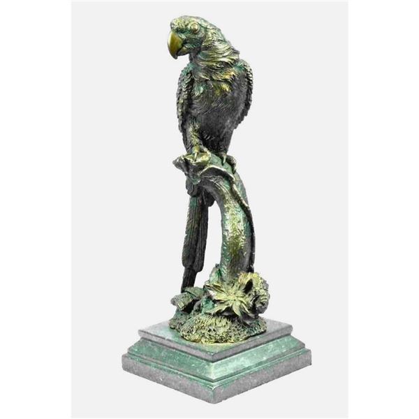 Signed Brazilian Parrot Bronze Sculpture