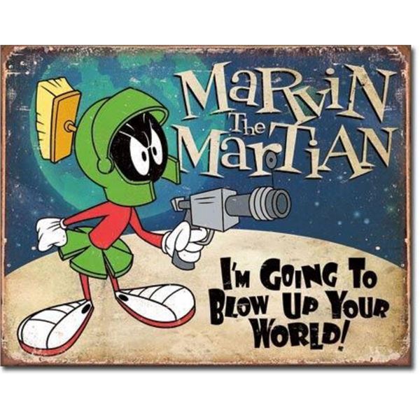 Marvin The Martian Cartoon Metal Pub Bar Sign