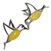 Image 1 : Yellow Baltic Amber Sterling Silver Hummingbird Earrings