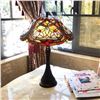 Image 3 : Mosaic Floral Design Stained Art Glass Table Lamp