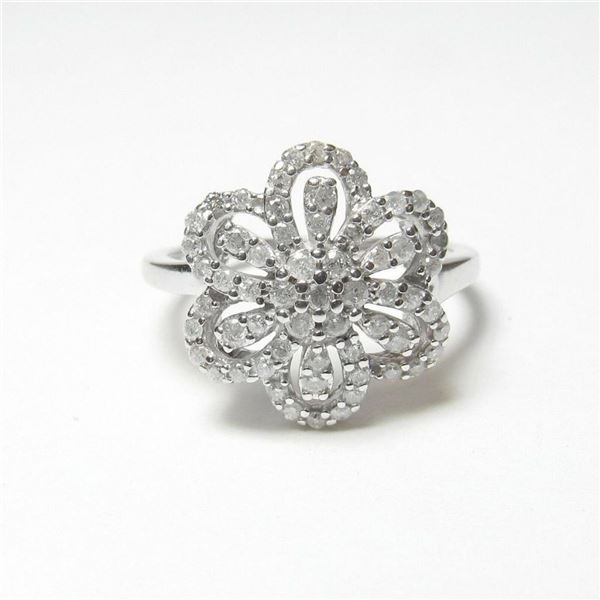 Diamond White Gold Flower Cocktail Ring