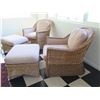 Image 11 : Qty 2 Woven Chairs w/ Upholstered Seat & Back Cushions & Matching Ottomans
