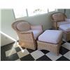 Image 2 : Qty 2 Woven Chairs w/ Upholstered Seat & Back Cushions & Matching Ottomans