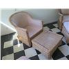 Image 3 : Qty 2 Woven Chairs w/ Upholstered Seat & Back Cushions & Matching Ottomans