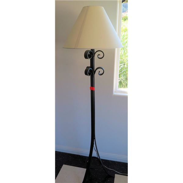 Wrought Iron Lamp w/ Metal Accents & White Shade