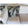 Image 2 : White Covered 3 Seat Sofa Sleeper Bed w/ 2 Leaf Design Cushions 80"x21"x29"H