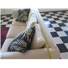 Image 17 : White Covered 3 Seat Sofa Sleeper Bed w/ 2 Leaf Design Cushions 80"x21"x29"H
