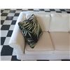 Image 2 : White Covered 3 Seat Sofa Sleeper Bed w/ 2 Leaf Design Cushions 80"x21"x29"H