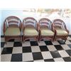 Image 2 : Wood & White Top Table 32"x32"x30"H & 4 Bamboo Chairs w/ Cushions 24"x21"x34"H