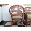 Image 8 : Wood & White Top Table 32"x32"x30"H & 4 Bamboo Chairs w/ Cushions 24"x21"x34"H