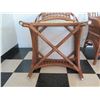 Image 9 : Wood & White Top Table 32"x32"x30"H & 4 Bamboo Chairs w/ Cushions 24"x21"x34"H