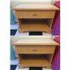 Image 1 : Qty 2 Wood & White Top Night Stands w/ Woven Design Drawers