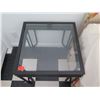 Image 4 : Qty 2 Black Metal End Tables w/ Glass Top 21"x21"x21"