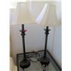Image 1 : Qty 2 Table Lamps w/Black Pedestal Base & White Shades 29"H