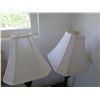 Image 2 : Qty 2 Table Lamps w/Black Pedestal Base & White Shades 29"H
