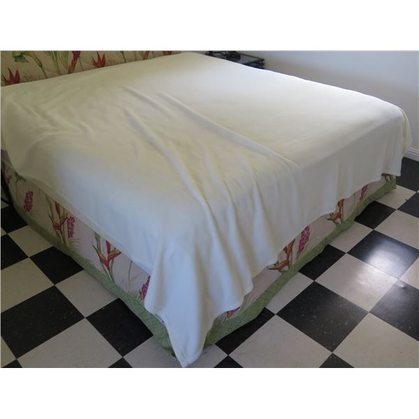 Mattress in Platform Frame w/ Floral Headboard