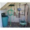 Image 1 : Misc Landscape Tools: rakes, Shovels, Axe, Rubbish Can, Broom, Wheelbarrow, etc