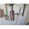 Image 8 : Misc Landscape Tools: rakes, Shovels, Axe, Rubbish Can, Broom, Wheelbarrow, etc