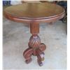 Image 1 : Round Wooden Table w/ Pineapple Design Pedestal Base 24" Diameter x 31"H