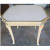 Image 1 : Wood & White Top Octagon Shape Table w/ Front Drawer