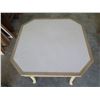 Image 2 : Wood & White Top Octagon Shape Table w/ Front Drawer