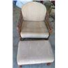 Image 1 : Woven Rattan Chair & Matching Ottoman w/ Upholstered Seat Cushion & Back 31"x24"x32"H
