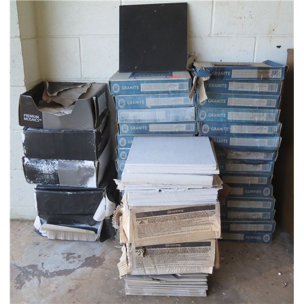 Multiple Natural Granite Stone & Premium Mosaics Golden White Tile w/ Adhesives