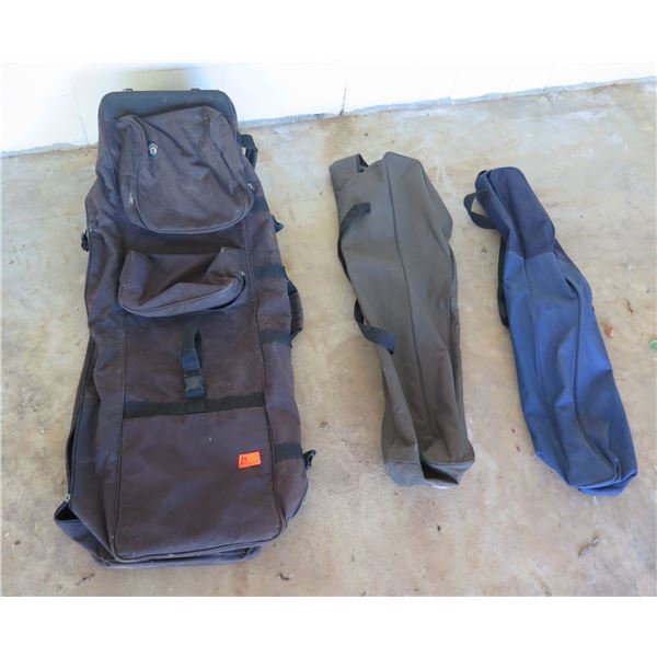 Qty 2 Zipper Instrument Bags & Large 3 Section Golf Travel Backpack