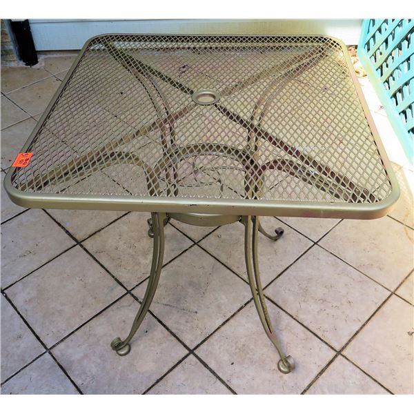 Square Metal Mesh Table w/ Umbrella Hole in Center 28"x28"x29"H