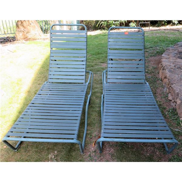 Qty 2 Adjustable Chaise Lounge Chairs w/ Strapping