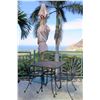 Image 1 : Metal Mesh Square Table & 2 Chairs w/ Outdoor Umbrella in Pedestal Base