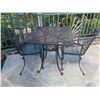 Image 2 : Metal Mesh Square Table & 2 Chairs w/ Outdoor Umbrella in Pedestal Base