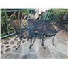 Image 2 : Metal Mesh Square Table & 2 Chairs w/ Outdoor Umbrella in Pedestal Base