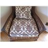 Image 3 : Wood & Wicker Chair w/ Floral Seat & Back Cushions